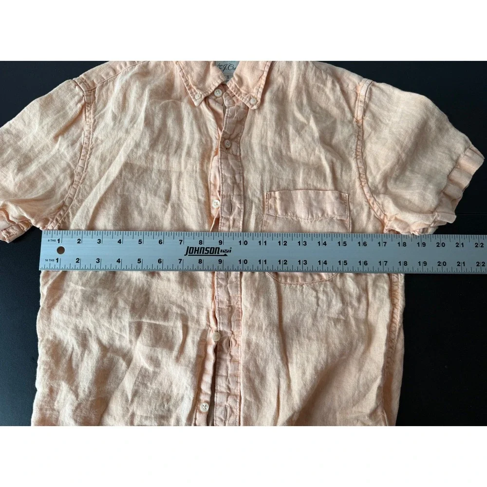 J.Crew Baird McNutt Irish Linen Shirt Slim Fit Short Sleeve Peach Orange Small